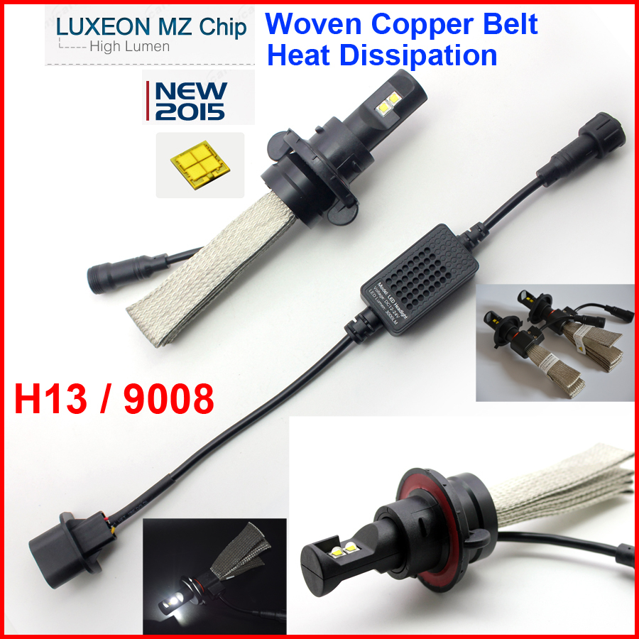 1 Set H13 9008 40W 6000LM CREE / Philip Auto LED Headlight Hi/Low Beam LUXEON MZ Xenon White 6K 12/24V Copper Belt H4 9004/9007