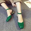 2017 New Women Sexy Ankle Strap Buckle Patent Leather Shoes Nude Green Black Gold Heel Fashion