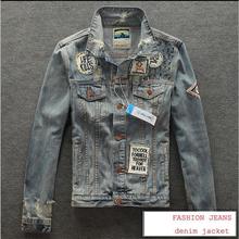 2015 New Arrival Europea Stylish Denim Rivet Jacket Coat Fashion Popular Brand Casual Jacket Men Clothing