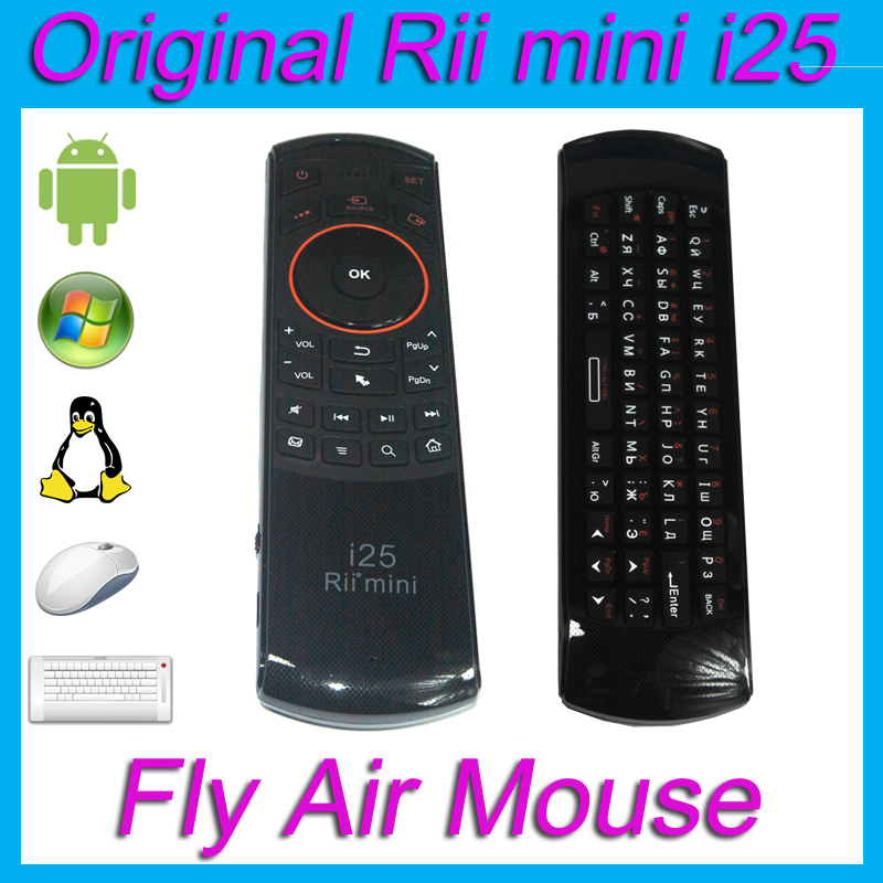Original Rii i25 K25 2.4G Fly Air Mouse Wireless Gaming Russian RU Keyboard Combos IR learning Remote For Android TV Box Mini PC