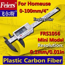 Envío gratis 0 – 100 mm 4 pulgadas electrónica Digital VERNIER calibrador de micrómetro / plástico alta calidad Material de fibra de carbono