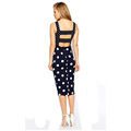 2016 womens sun dresses polka dot knee length pencil cut out dresses sexy backless open back
