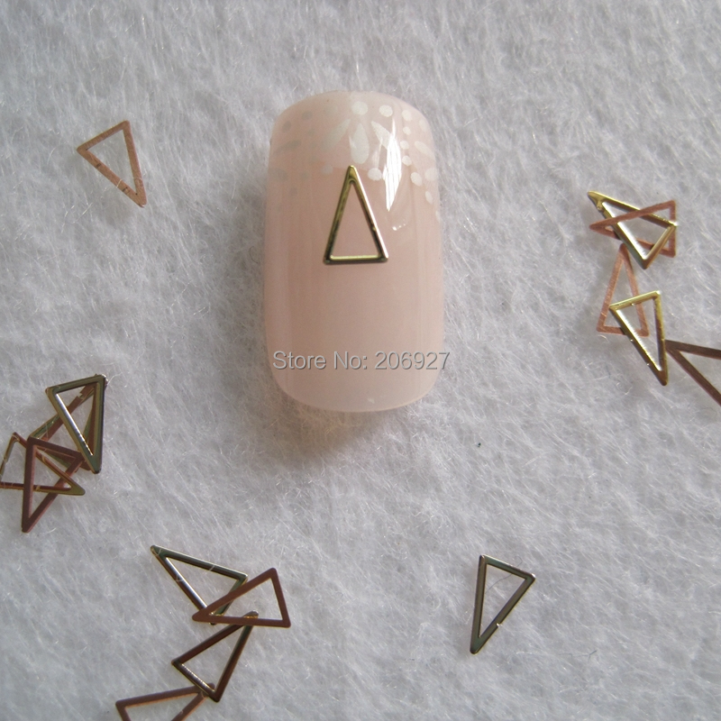 MS269 2 100pcs Gold Cute Long Triangle Metal Sticker Nail Art Metal Sticker Nail Art Decoration