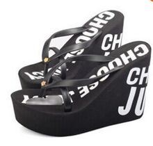 New arrivel women sandals 2015 sexy ultra high heels ladies beach slipper summer wedges platform brand flip flops women shoes