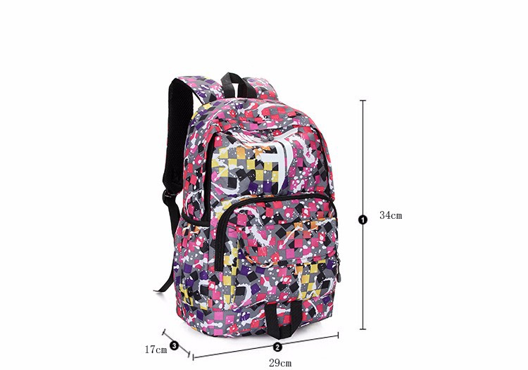 Fashion grid shape women nylon backpack girl school bag Casual Travel bags (1)