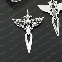 (25179)Fashion Jewelry Findings,Accessories,charm,pendant,Alloy Antique Silver 50*35MM Wing Cross 10PCS