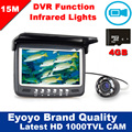 Newest Updated Eyoyo 15M Fish Finder Underwater 1000TVL Ice Fishing VIdeo Recording Camera DVR 8 infrared
