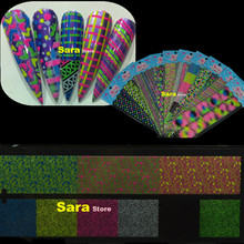 10sets Newest Slimline 3D Neon Nail Foil Wraps Nail Art Stickers Decals Fashion Charm Tip Decorations