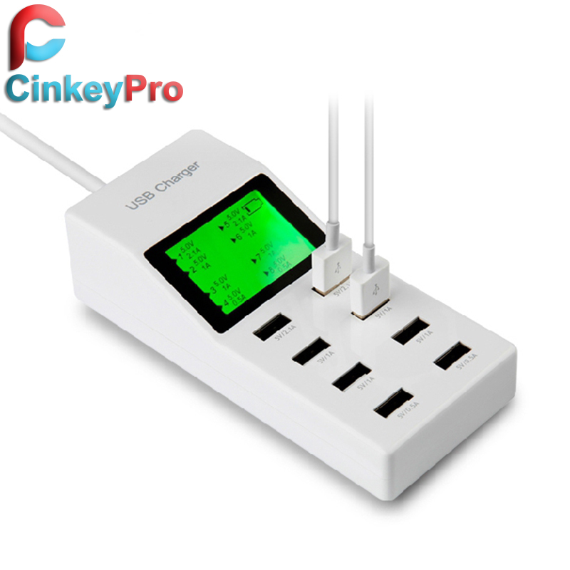 CinkeyPro EU 8 Ports LED Screen USB Charger Dock Wall Mobile Phone Adapter For iPhone 5 6 iPad Samsung nexus 5 Charging Device