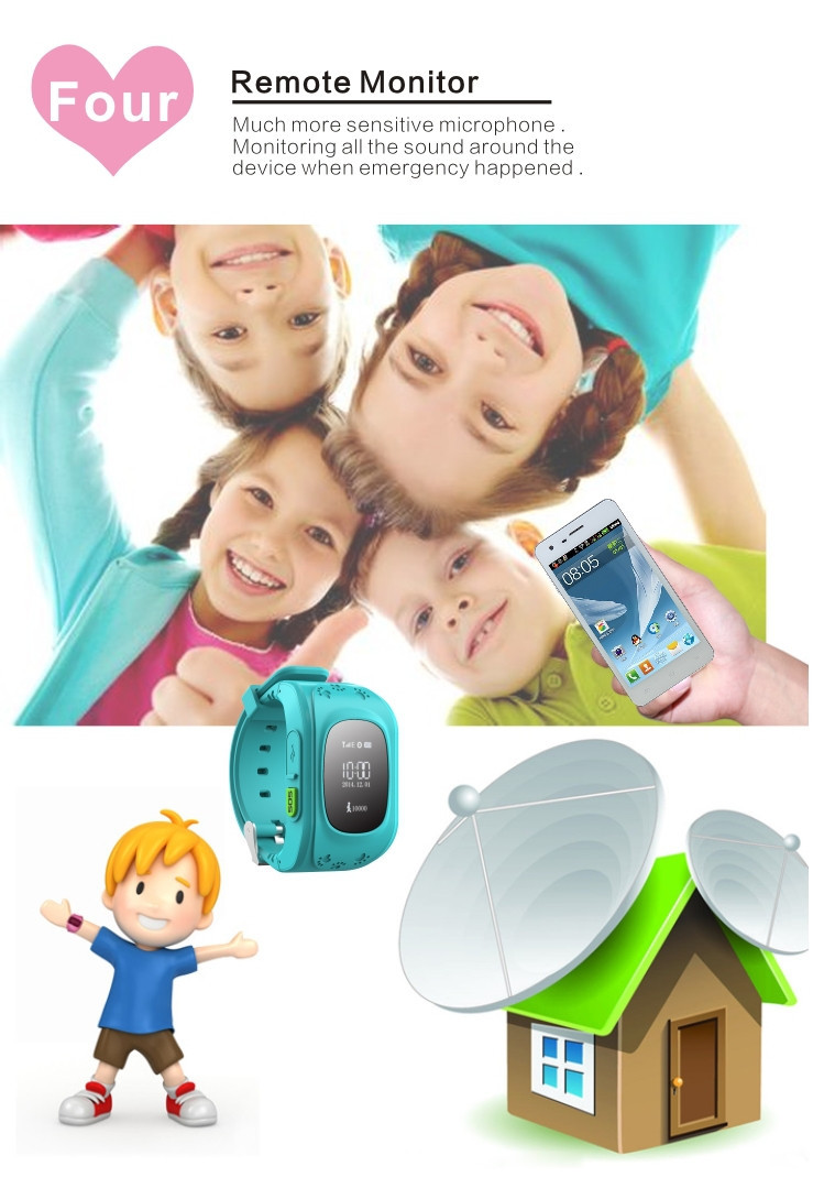 Kids GPS Tracker Smart Watch Double Locate Remote Monitor SOS Rristwatch Anti Lost For Child Q50 08