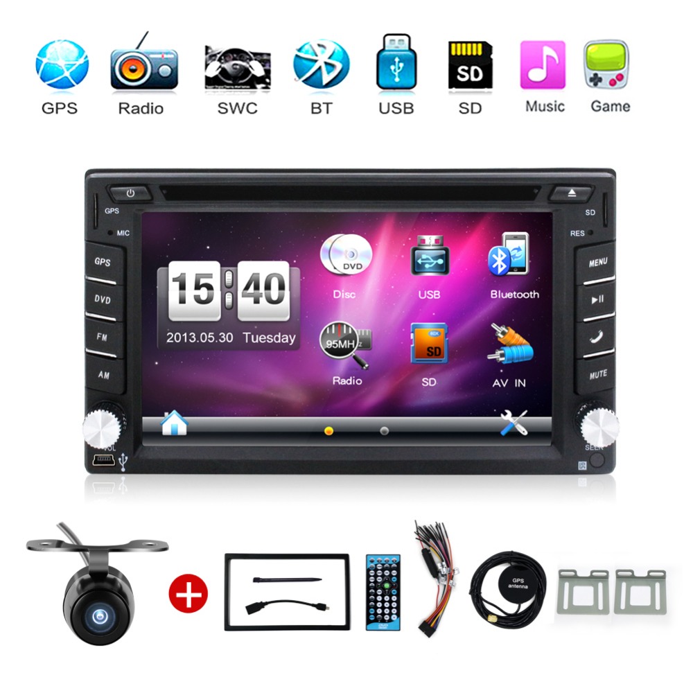 2din car dvd player GPS Navigation universal car radio audio stereo in dash Bluetooth Free map+Camera