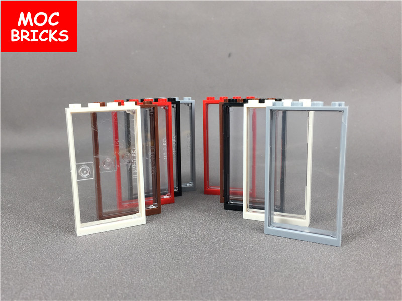 Lego 1x4x6 Frame Red with Clear Glass Window Door with Stud Handle Lot of 1 Set
