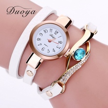 Duoya Brand New Women Bracelet Leather Strap Crystal Watch Long Chain Wristwatches Jewelry Luxury Ladies Gift Watch XR1856