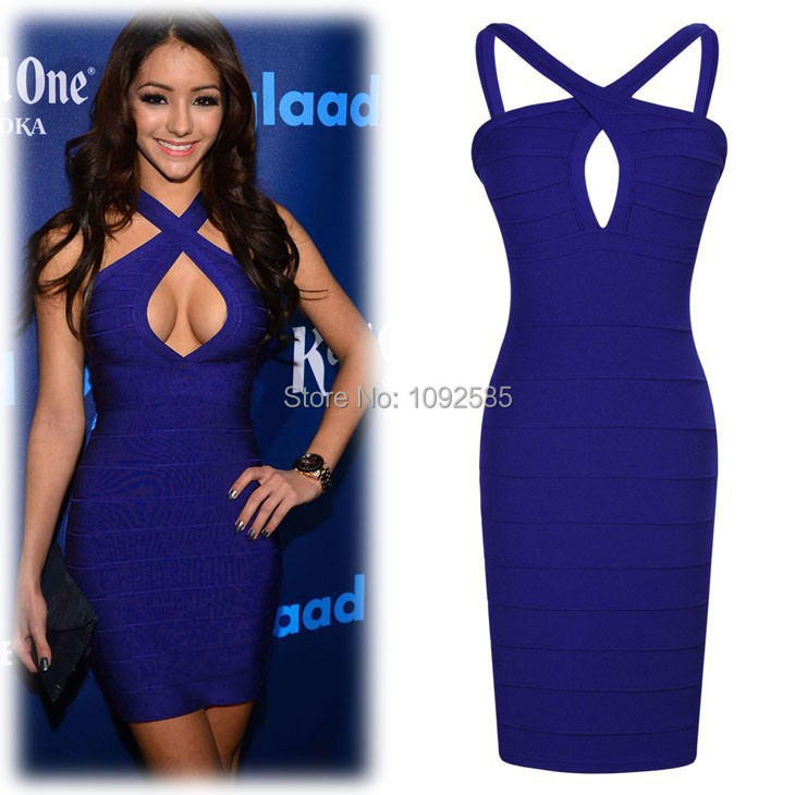 2015 sexy club ladies red carpet dresses cross spaghett strap dress ...