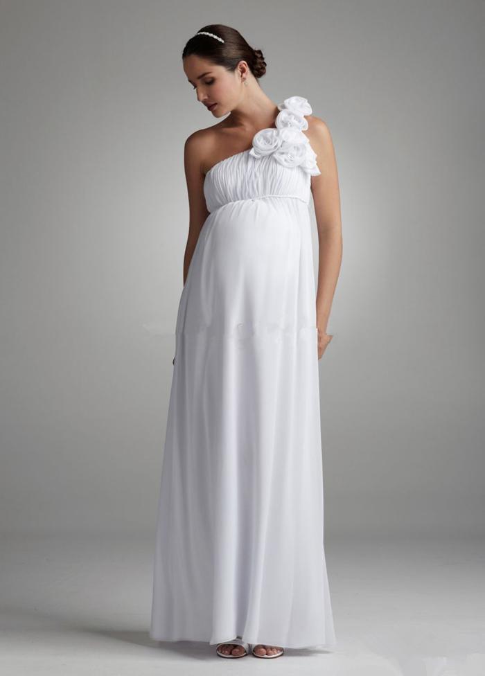 white wedding dress and pregnant