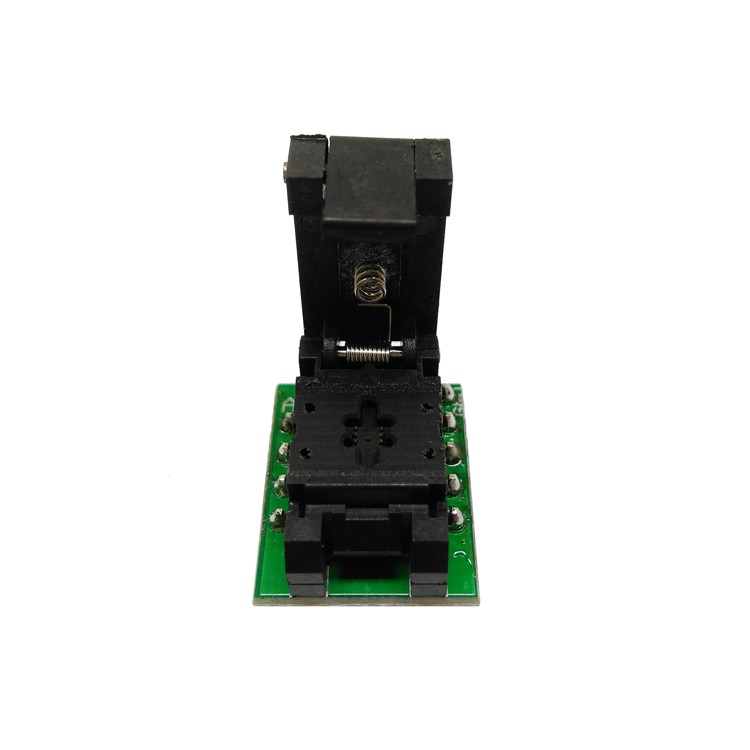 QFN8 DFN8 WSON8 Programming Socket Pogo Pin Probe Adapter Pin Pitch 0.5mm IC Body Size 2x2mm Clamshell Test Socket Programmer