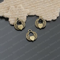 (26348)Fashion Jewelry Accessories,Finding,charm,pendant,Alloy Antique Bronze 15MM Heart + wings 30PCS