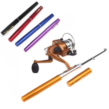 6 Colors Pesca Mini Baitcasting Aluminum Pocket Pen Fishing Rod Pole + Reel Wholesale