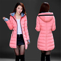 2016Winter women Jacket Coat Silm Women Down Coat Middle Long Thicken Down Jacket Women Hooded Large