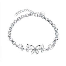 Scorching Promote!Wholesale 925 Silver Fashion cute butterfly hyperlinks Jewelry,Fashion Zircon Crystal Lock Hyperlink Bracelet SMTH476