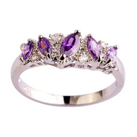 New Fashion Jewelry Purple Amethyst Sublimate Chic 925 Silver Ring Size 7 8 9 10 For women Free Shipping Wholesale