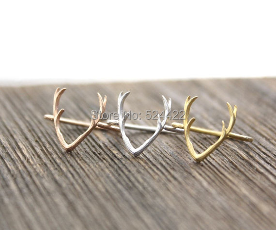 2015 Hot Selling Antler Animal Rings for Women Simple Alloy Cute Horn Midi Ring Wedding ring