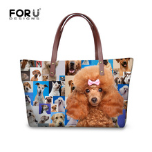 fashion cute pug dog poodle print women handbags casual large women’s shoulder bag custom brand top-handle bags animal tote bags