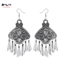 2016 New Silver Plated Crystal Tassel Earrings for Women Flower Bohemia Vintage Ethnic Jewelry Pendientes aretes de mujer