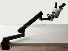 Envío gratis! 3.5X – 90X microscopio estéreo del zumbido + soporte articulado con CLAMP + 144LED