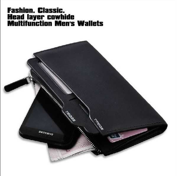 Fashion genuine leather wallet male long design first layer of cowhide leather wallet european version of business casual wallet