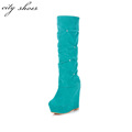 Soft PU Leather Black Sexy Fashion Women Winter Knee High Boots,2014 N