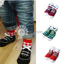Kids Baby Socks Cotton Shoelaces Style Anti Slip Short Socks 0 4Y