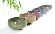 Fujian High grade crackle glaze seven piece Tea set porcelain Tea pot Puerh Teapot Gift box