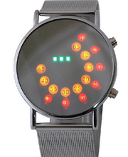 Fashion Cool MEN Clock Watch Iron Man Blue LED Watches Luxury Stainless Steel Binary Bracelets Bangles
