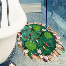 3D Fishpond Cute Floor Stickers Novelty Living Room Decal Removable Goldfish Lotus Stickers Waterproof Home Decor Wall Sticker