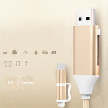 Cabel for Mobile Phone 1m 2 in 1 Multifunction OTG USB Power Charging To Charger Data Fast Charging Cable For iPhone & Android