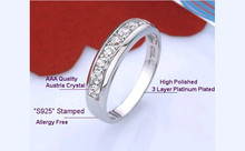 Luxury Austrian Zircon Wedding Band For Women Eternity Ring 3 Layer Platinum Plated Wholesale Silver Ring