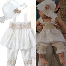 0 3Y Baby Kids Girls Top Pants Hat Set 3 Pieces Clothing Outfit Costume Ruffled Clothes