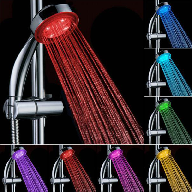 High Quality Handheld 7 Color LED Romantic Light Water Bath Home Bathroom Shower Head Glow Bathing Accessories HD0052