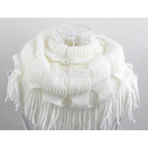 2015 Hot Selling Fashion New Women Winter Warm Knit Fringe Tassel Neck Wraps Circle Snood Scarf