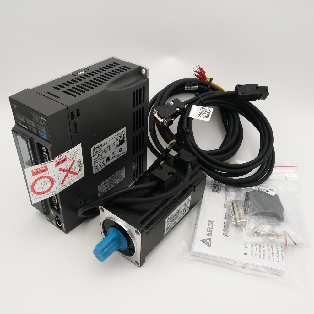 Delta 400W Servo Motor And Drive Kit 0.4KW 1.27NM 60mm ECMA C20604RS ...