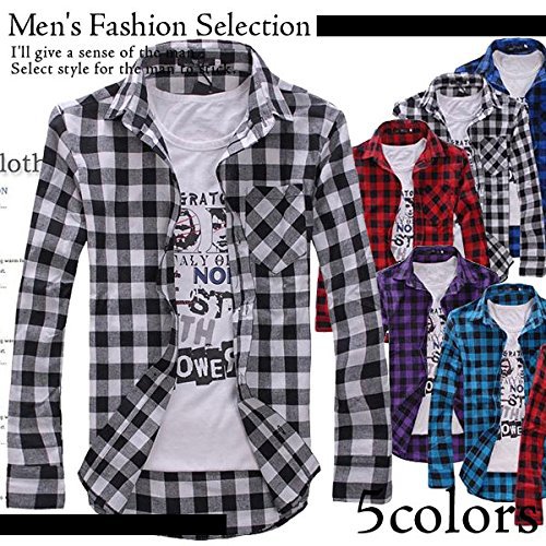 2015 Men\'S Fashion Casual Plaid Long-Sleeved Shirt...