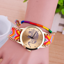 Fashion Maya Style Knit Band Rose Gold Dial Casual Leisure Vintage Bracelet Wrist Watch Watches For