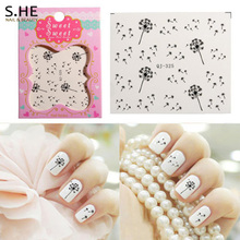 Fashion 2 Sheet Dandelion Nail Sticker Nail Art Stickers Water Decals Wraps Manicure Tools French Tips Free Shipping
