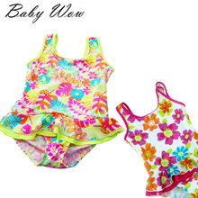 New Fashion Summer Cute Floral Pattern Girls Swimsuit European Children Spa Swimwear Fresh Kid Bathing Suit Beach Wear JH-151257