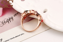 SparShine Mona Lisa Ring for Women Multicolor 18K Rose Gold Plated with AAA Zircon Rings Female