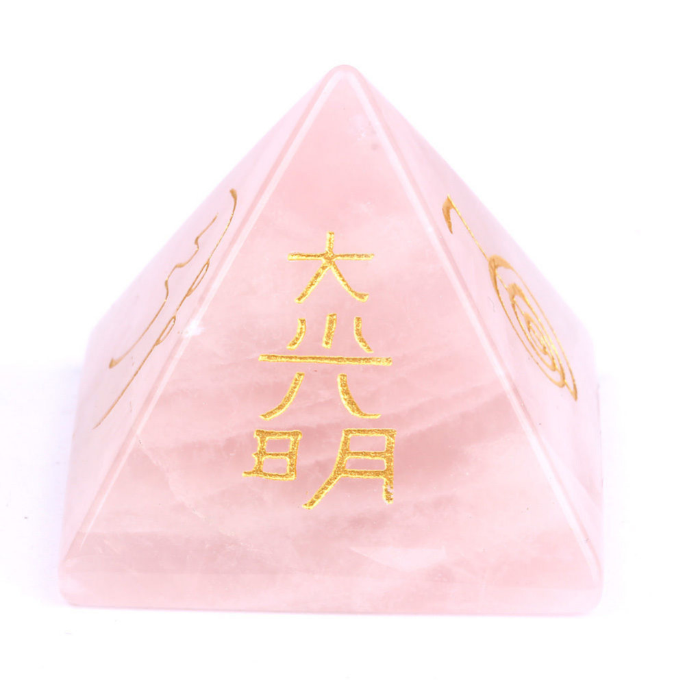 ddh001328 Natural Tumbled Rose Quartz Carved Chakra Pyramidal Crystal Healing Crafts
