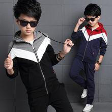 2016 new Korean children clothing boy autumn models big virgin piece tri-color stitching sports suit children suit baby clothes