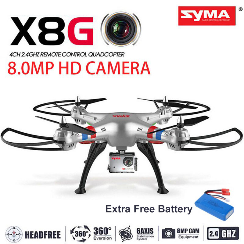 Latest Version Syma X8G 2.4G 4ch 6 Axis Venture with 8MP Wide Angle Camera RC Quadcopter RTF With Extra Battery RC Helicopter