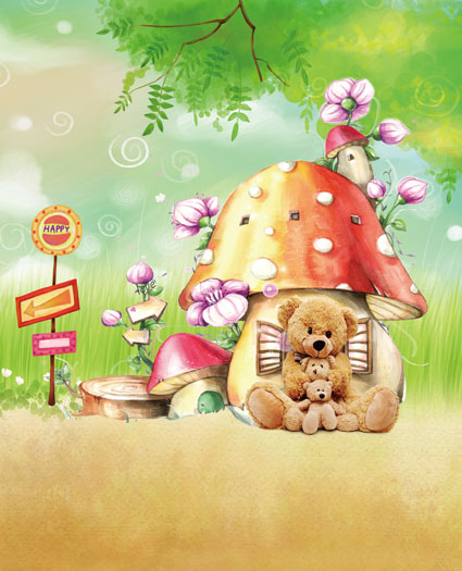 Fashion Durable Vinyl Photography Background Indoor Cartoon Scene Attractive Studio Wallpaper